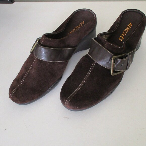 Aerosoles "Storyteller" Womens Brown Suede Mule w/2" Wedge Heel NWOB - Size 7.5M - Picture 6 of 8